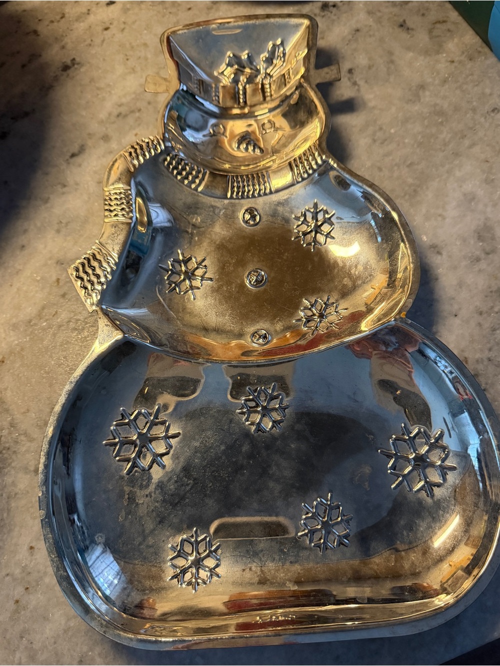 VTG International Silver Co Snowman Triple Divided Serving Tray Silver Plated